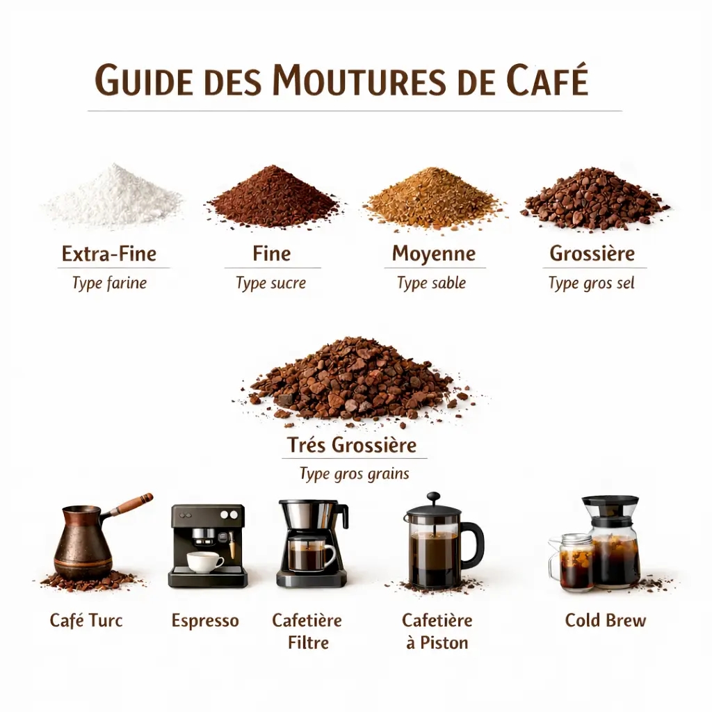 Guide des moutures de café selon la méthode de préparation